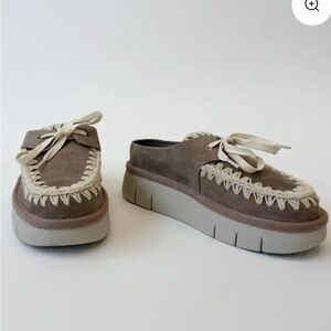 NWT Mou Larchmont lace slip on bouce leather mules